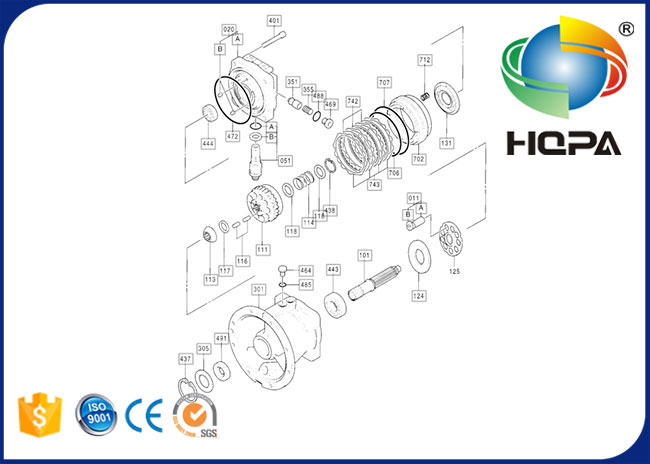 Ekskavatör Yedek Parçaları Hitachi EX200-3 Hidrolik Motor Conta Kitleri 4308814
