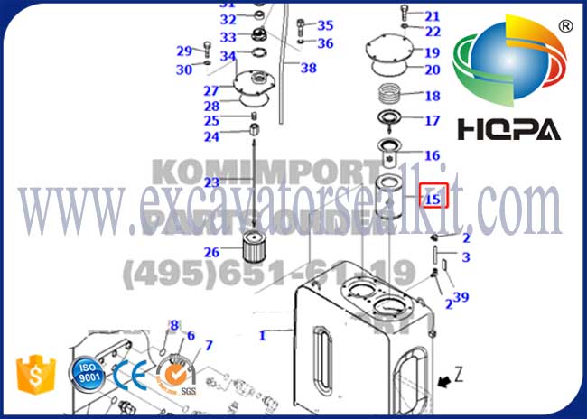 207-60-71182 Hidrolik Tankına Monte Edilen Hidrolik Yağ Filtresi Komatsu PC228US-3E0