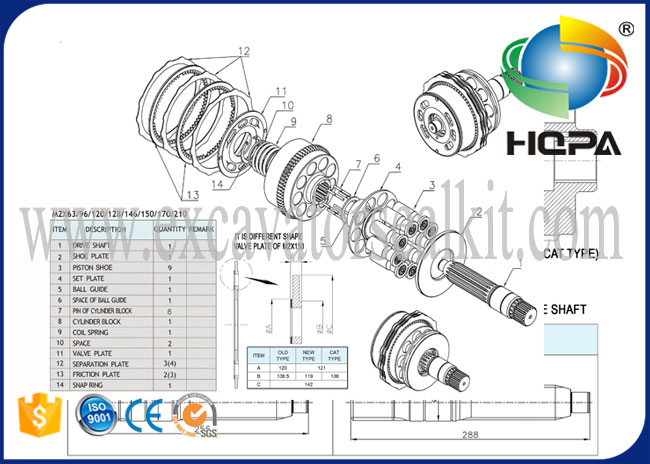 Salıncak Motoru Tamir Kiti HZZC-M2X170CHB HD900-5 HD900-7 E330 E330B